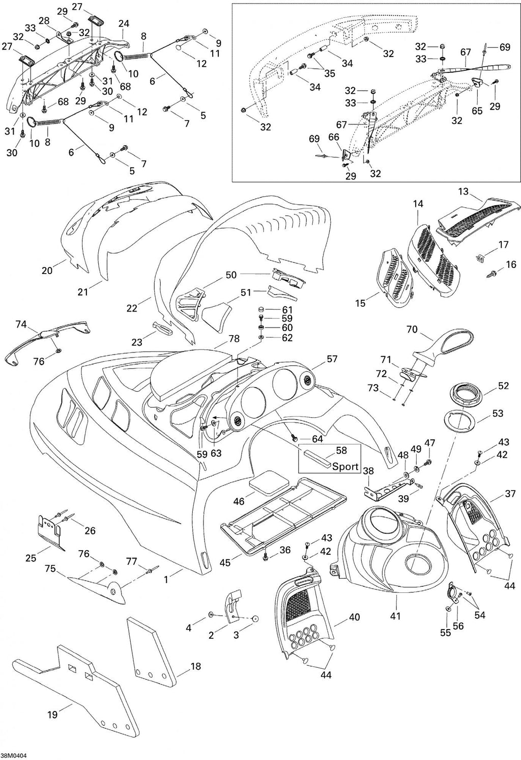 Fits 2003-2004 Ski-Doo Grand Touring 500/600/700 / Legend 380F Models Indicator Support, OEM Part # 517303592