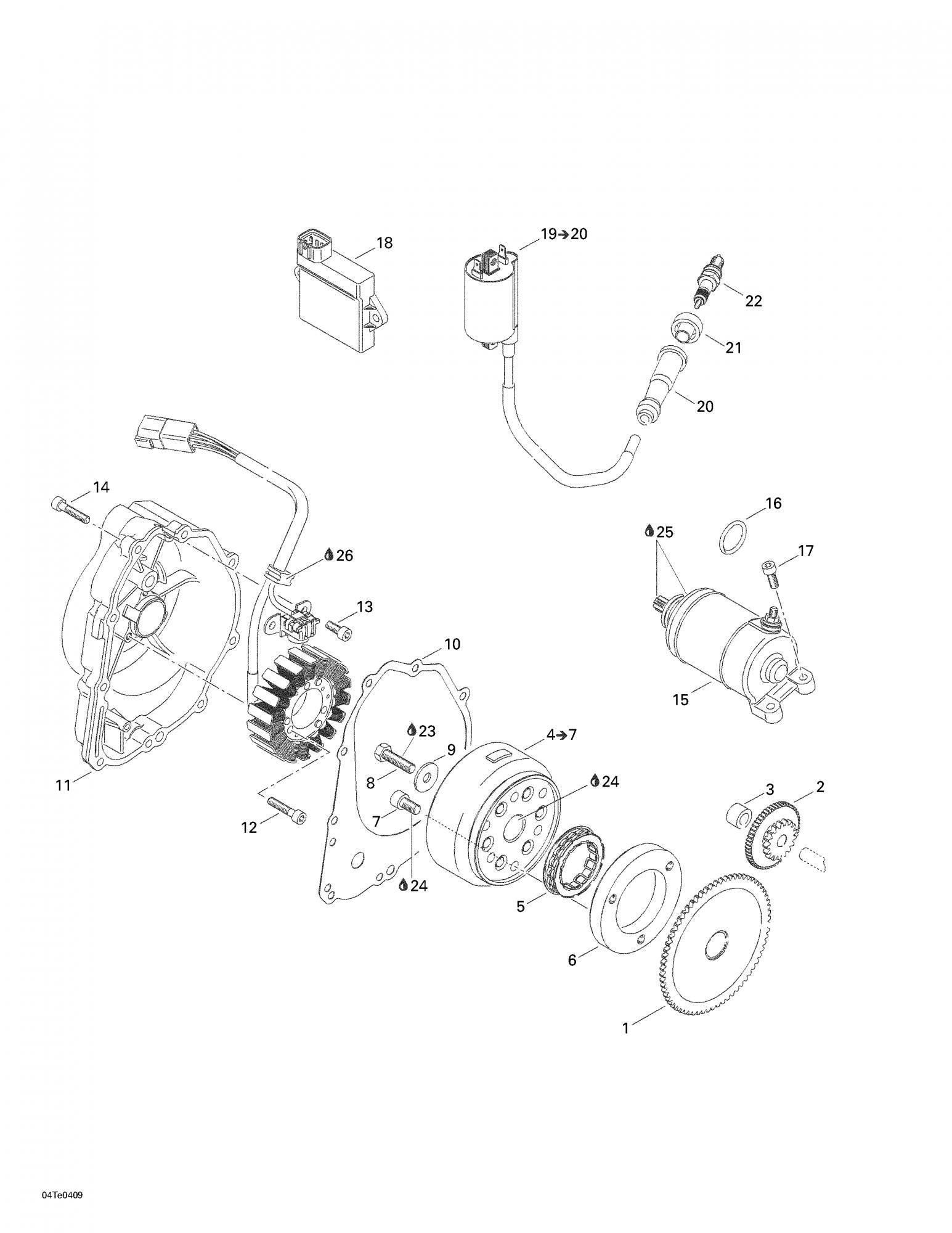 Fits 2003-2004 Can-Am Rally / Rally 175 Ac Generator Includes 4 - 7., OEM Part # 420295558