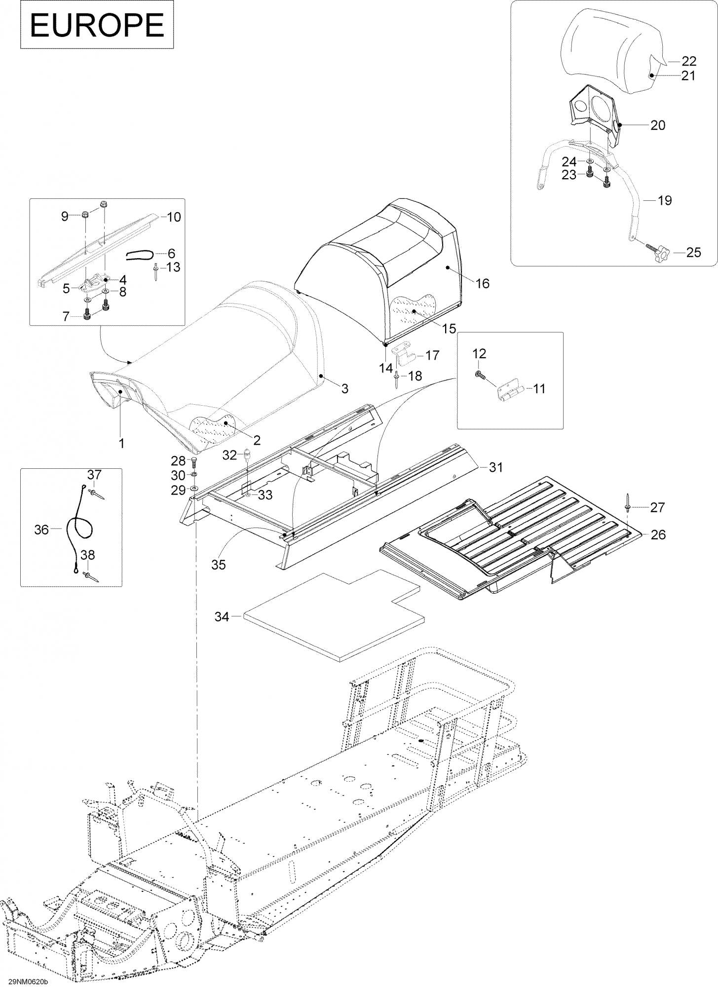 Fits 2005-2006 Ski-Doo Expedition 600 H.O. SDI / Expedition V-1000 Foam, OEM Part # 605252104