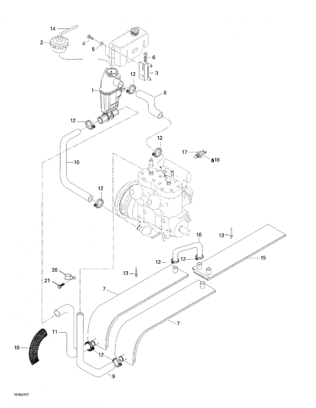 Fits 2003-2007 Ski-Doo Skandic SUV 600 / Skandic WT 600 Models Hose, OEM Part # 605353967