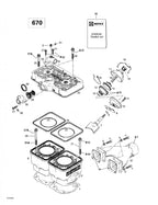 Fits 1996-1999 Ski-Doo Formula Deluxe 500 LC/583/670 / Formula SS Models Gasket-Double 0.8 Mm Formula Deluxe 670., OEM Part # 420931234