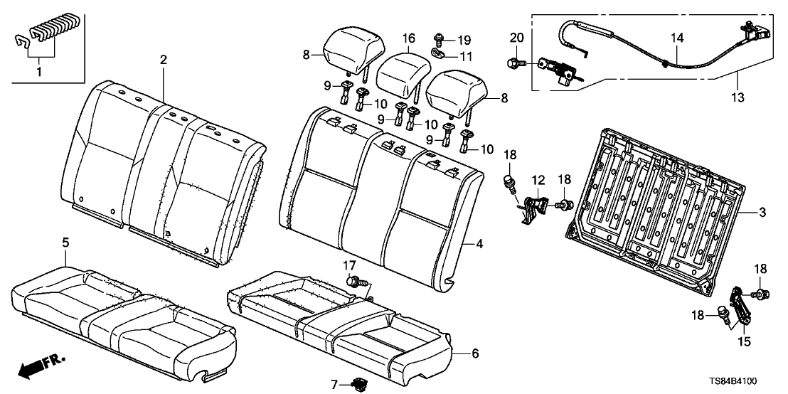 Honda New 2014-2015 Fits Honda Civic Rear Seat-Back Trim Cover (Graphite Black), Part # 82121-TS8-V21ZB