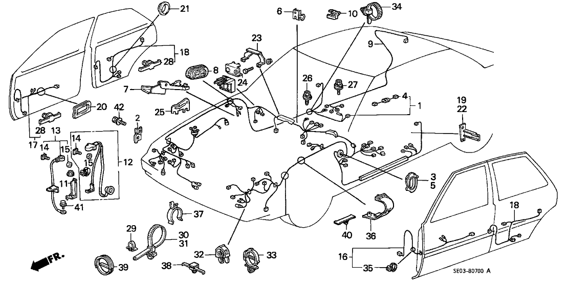 Honda New 1989 Fits Honda Accord Cabin Wire Harness, Part # 32100-SE3-A17