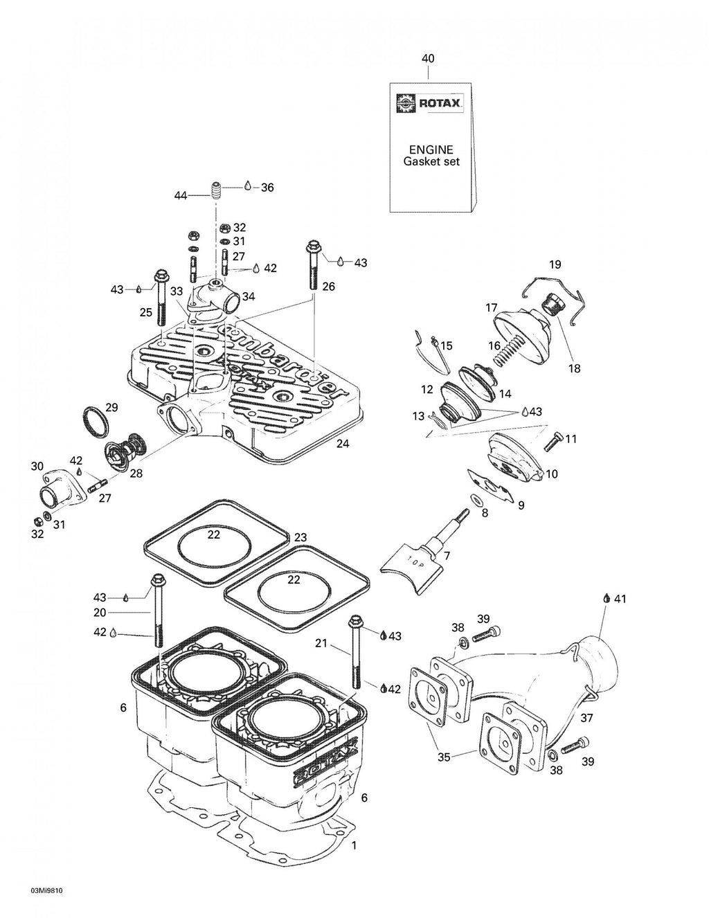 Fits 1996-1999 Ski-Doo Formula Deluxe 500 LC/583/670 / Formula SS Models Gasket-Double 0.8 Mm Formula Deluxe 670., OEM Part # 420931234