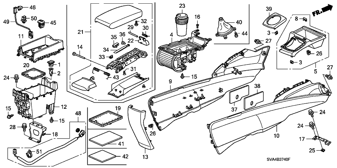 New 2009-2011 Fits Honda Civic Box, Console (Lower) *NH167L* (HFT,Usb) (GRAPHITE BLACK), Part # 83404-SNA-A41ZA