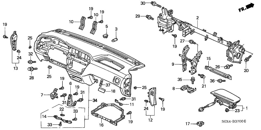 Honda New 2000-2004 Fits Honda Odyssey Panel Assy., Instrument *YR164L* (MEDIUM TAUPE), Part # 77100-S0X-A10ZC