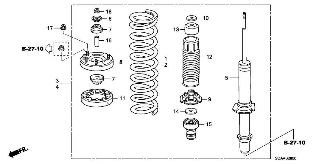 Honda New 2006-2007 Fits Honda Accord Shock Absorber Assembly, Right Front, Part # 51601-SDB-A41
