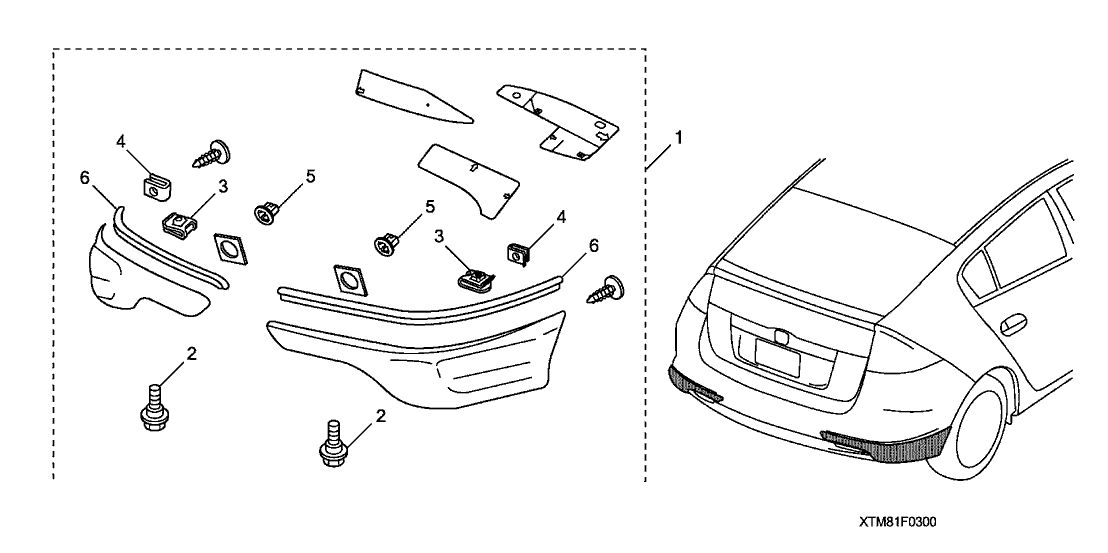 Honda New 2010-2011 Fits Honda Insight Spoiler, Rear Under (Silver Metallic), Part # 08F03-TM8-120