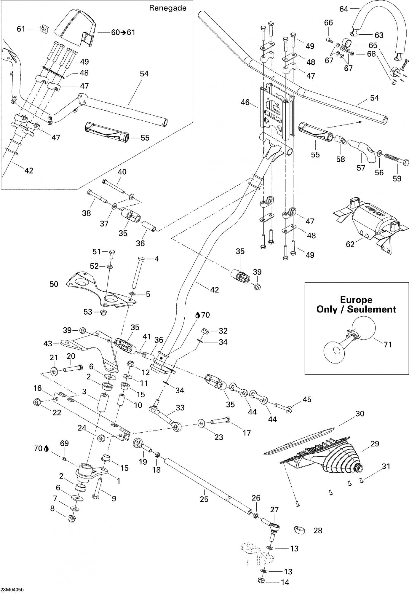 Fits 2004-2007 Ski-Doo MX Z 500SS Trail & Adrenaline / MX Z 600 HO Renegade Models Main Tube, OEM Part # 506152125