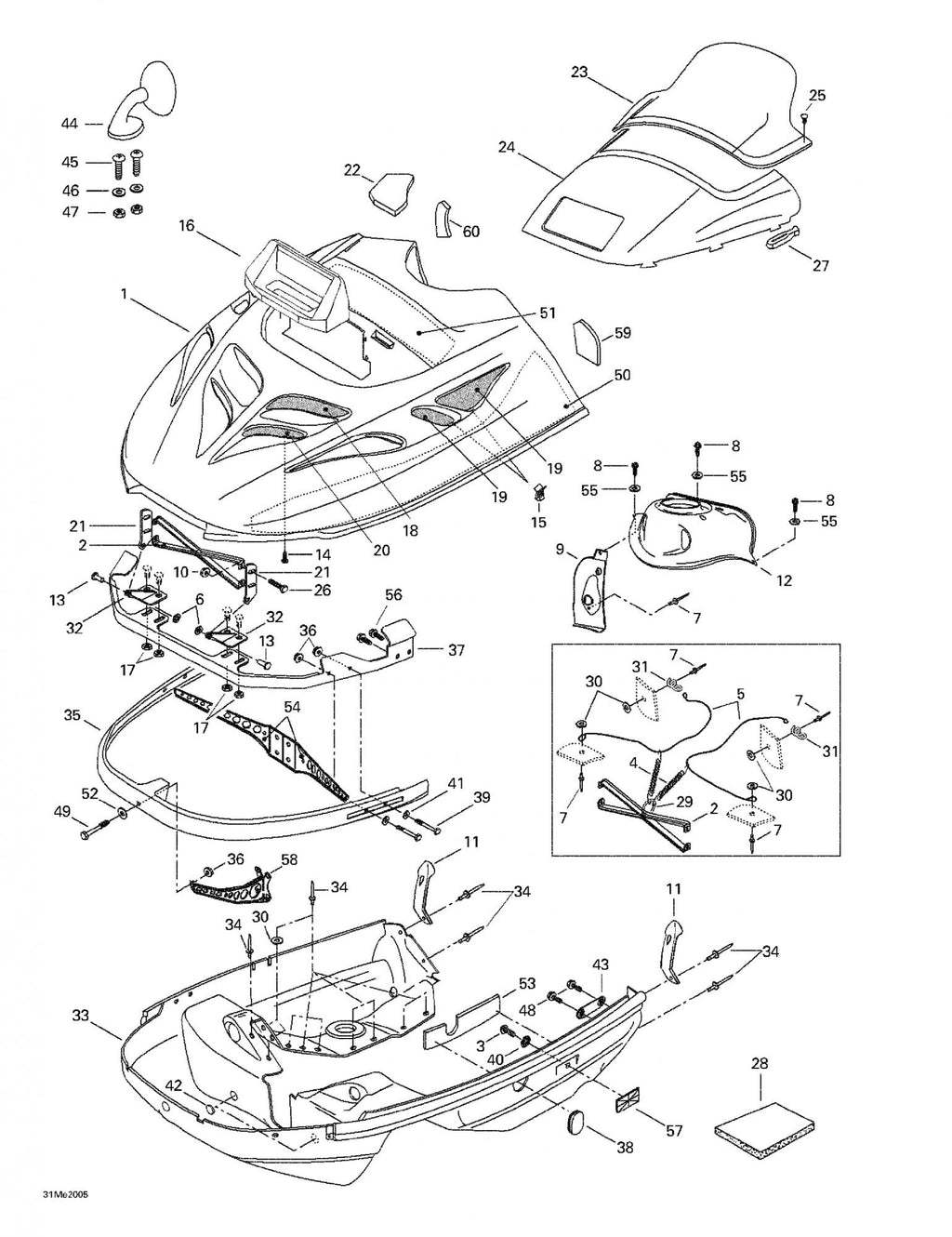 Fits 1996-2007 Ski-Doo Formula 500 / Formula 500 Deluxe Models Uppper Hinge, OEM Part # 517261100