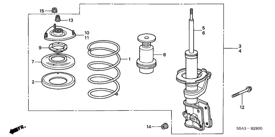 Honda New 2003-2005 Fits Honda Civic Shock Absorber Assembly, Left Front, Part # 51602-S5A-C03