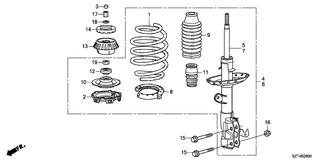 Honda New 2012 Fits Honda CR-Z Shock Absorber Unit, Left Front, Part # 51621-SZT-A51