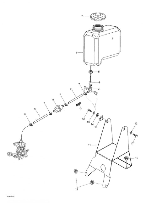 Fits 2001-2007 Ski-Doo Skandic 440 / Skandic 440F Models Tank Support, OEM Part # 5246036