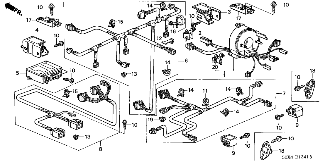 Honda New 2002 Fits Honda Odyssey Sub-Wire, SRS Unit, Part # 77965-S0X-A01