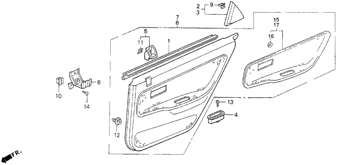 Honda New 1995 Fits Honda Civic Lining Assy., R. RR. Door *2Tn122* (EXCEL CHARCOAL/MYSTIC GRAY), Part # 83700-SR1-A11ZC
