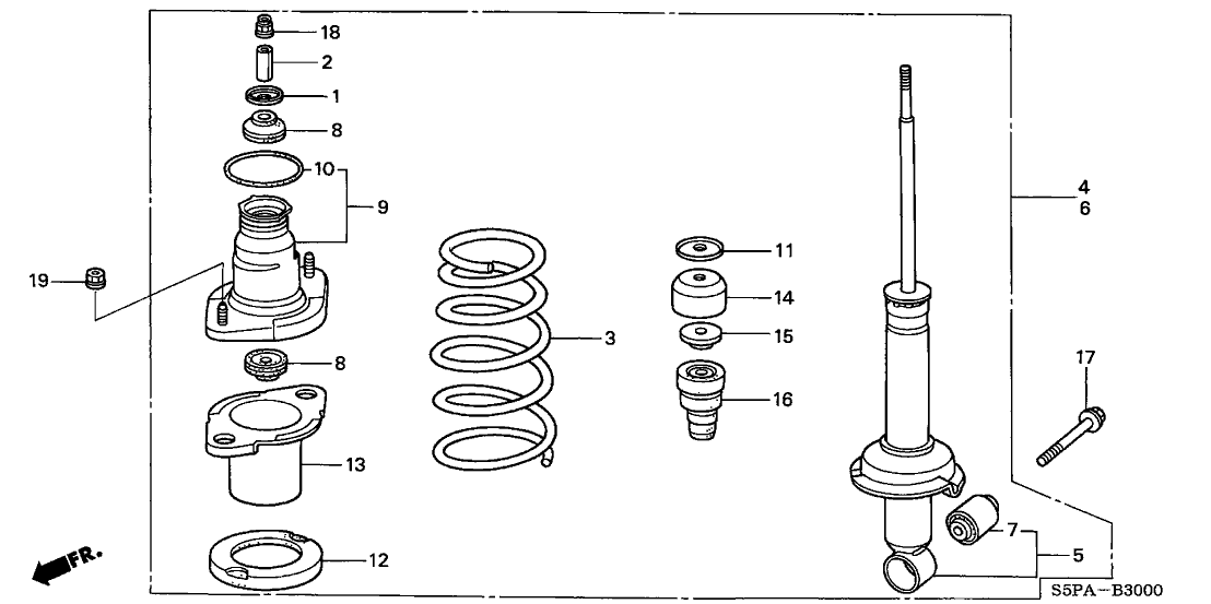 Honda New 2004-2005 Fits Honda Civic Shock Absorber Assembly, Right Rear, Part # 52610-S5P-C52