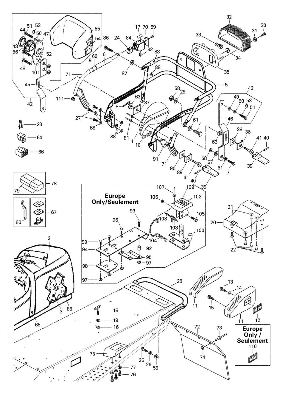 Fits 1997-2006 Ski-Doo Expedition 600 H.O. SDI / Expedition V-1000 Models LH Protector, OEM Part # 572089500