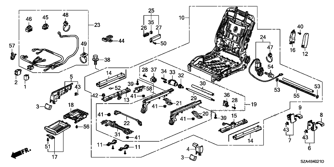 Honda New 2012-2014 Fits Honda Pilot Rear Front Seat Frame, Part # 81126-SZA-A42