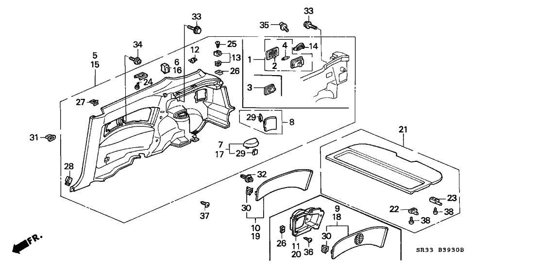 Honda New 1992-1995 Fits Honda Civic Stopper, L. RR. Seat Belt *NH167L* (GRAPHITE BLACK), Part # 83784-SR3-000ZB