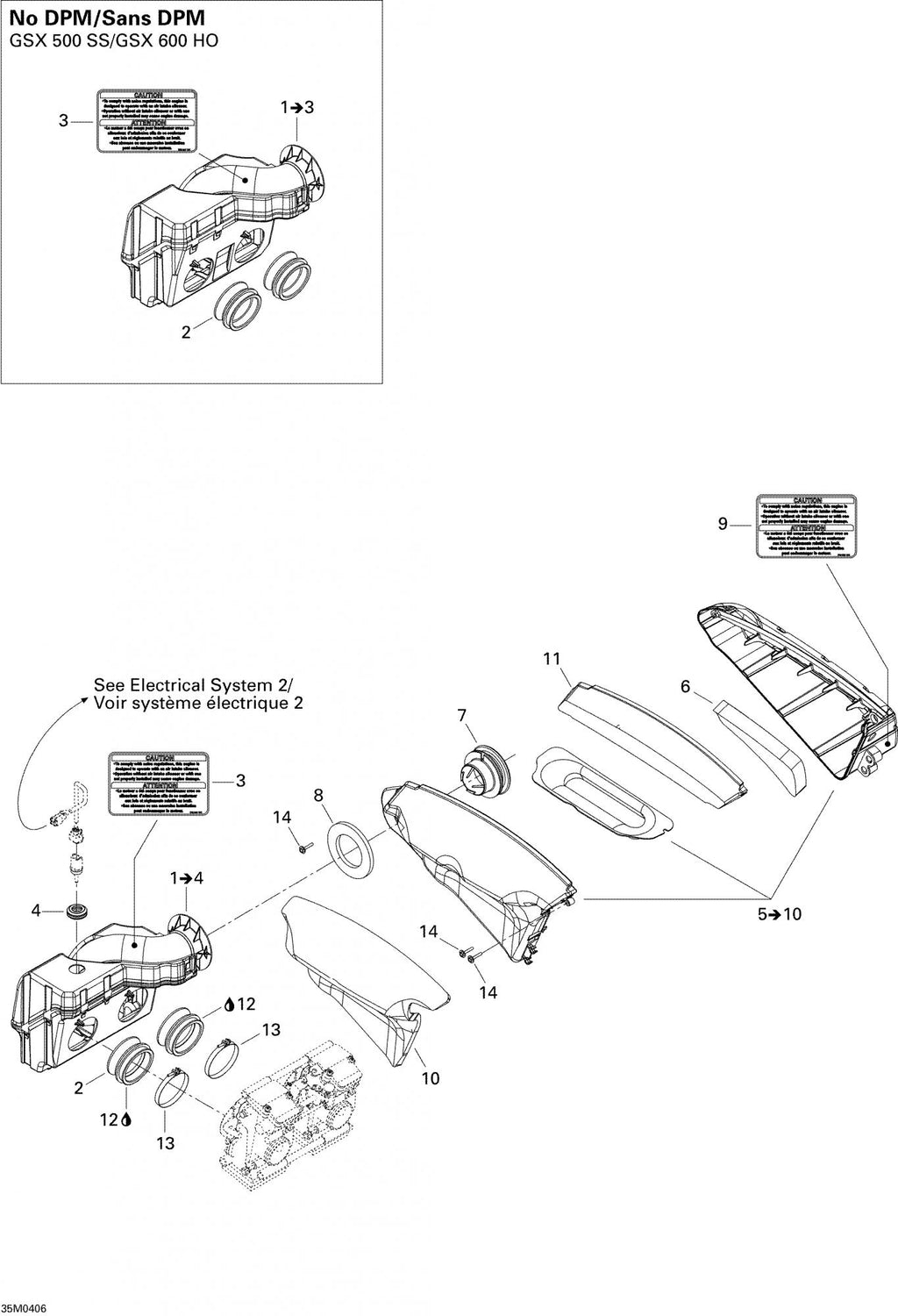 Fits 2003-2007 Ski-Doo GSX 500SS / GSX 600 HO Models Primary Chamber Ass'y Includes 1 To 4, OEM Part # 508000388