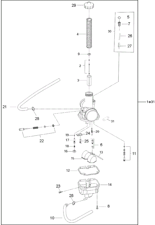 Can-Am - OEM schematic diagram - Part # 2572-707200202 - 02- Carburetor - Ref # 4