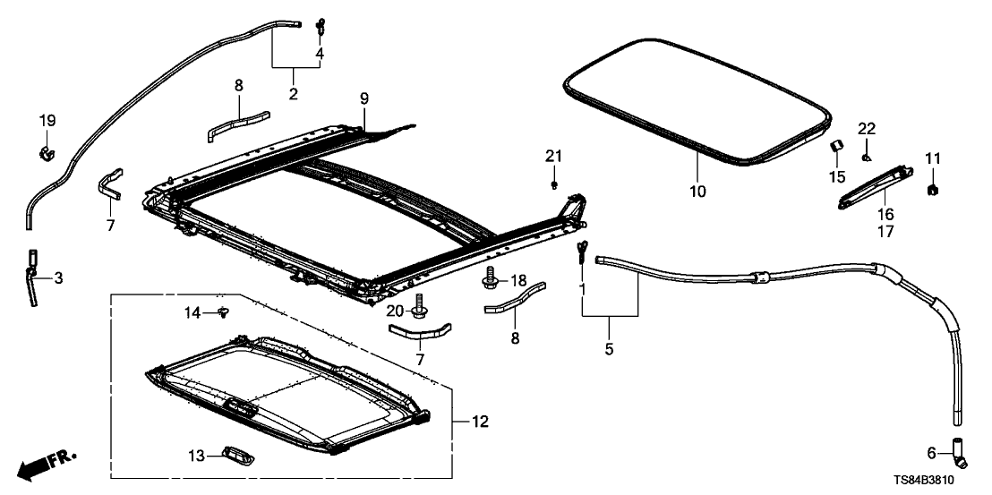 Honda New 2013-2015 Fits Honda Civic Sunshade Assy. *NH220L* (CLEAR GRAY), Part # 70600-TS8-A02ZA