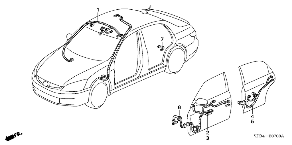 New 2006-2007 Fits Honda Accord Hybrid Interior & Sunroof Wire, Part # 32155-SDR-A30