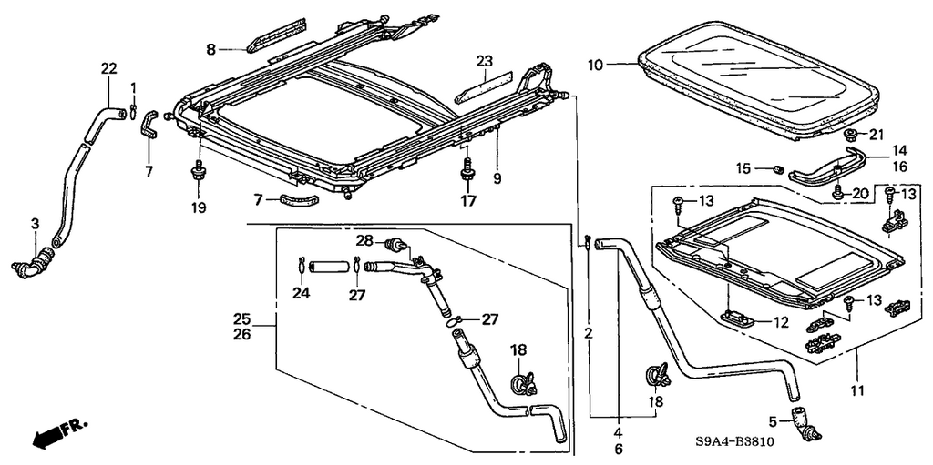 New 2005-2006 Fits Honda CR-V Joint Assy., R. RR. Sunroof Drain, Part # 70060-S9A-J00