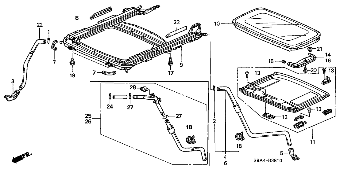 New 2005-2006 Fits Honda CR-V Joint Assy., R. RR. Sunroof Drain, Part # 70060-S9A-J00