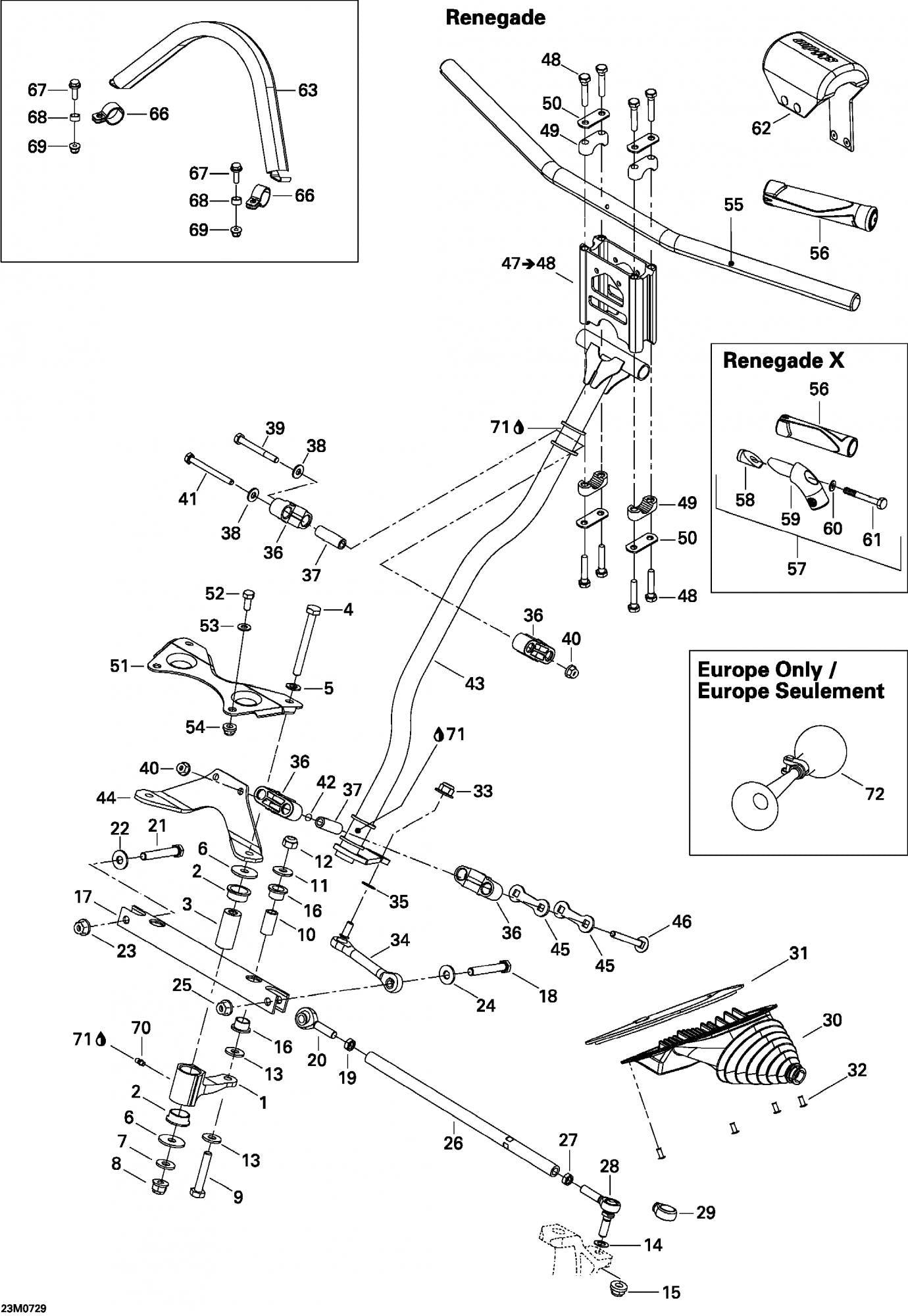 Fits 2005-2007 Ski-Doo Freestyle PARK 550F / MX Z 1000 SDI Renegade RT Models J-Hook Ass'y Includes 30 To 34, OEM Part # 506151936