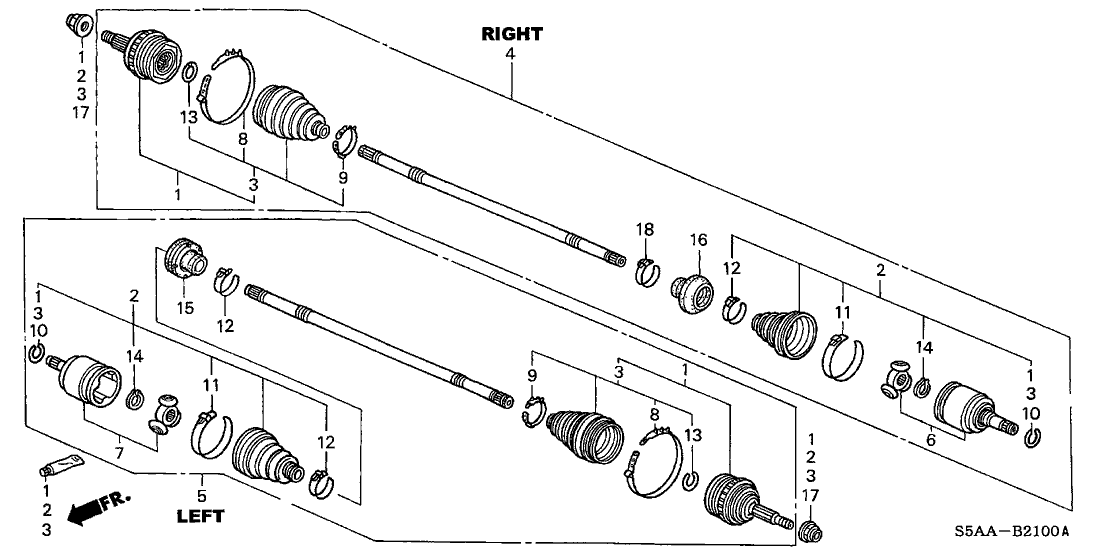 Honda New 2001-2005 Fits Honda Civic Passenger Side Driveshaft Assembly, Part # 44305-S5D-A61