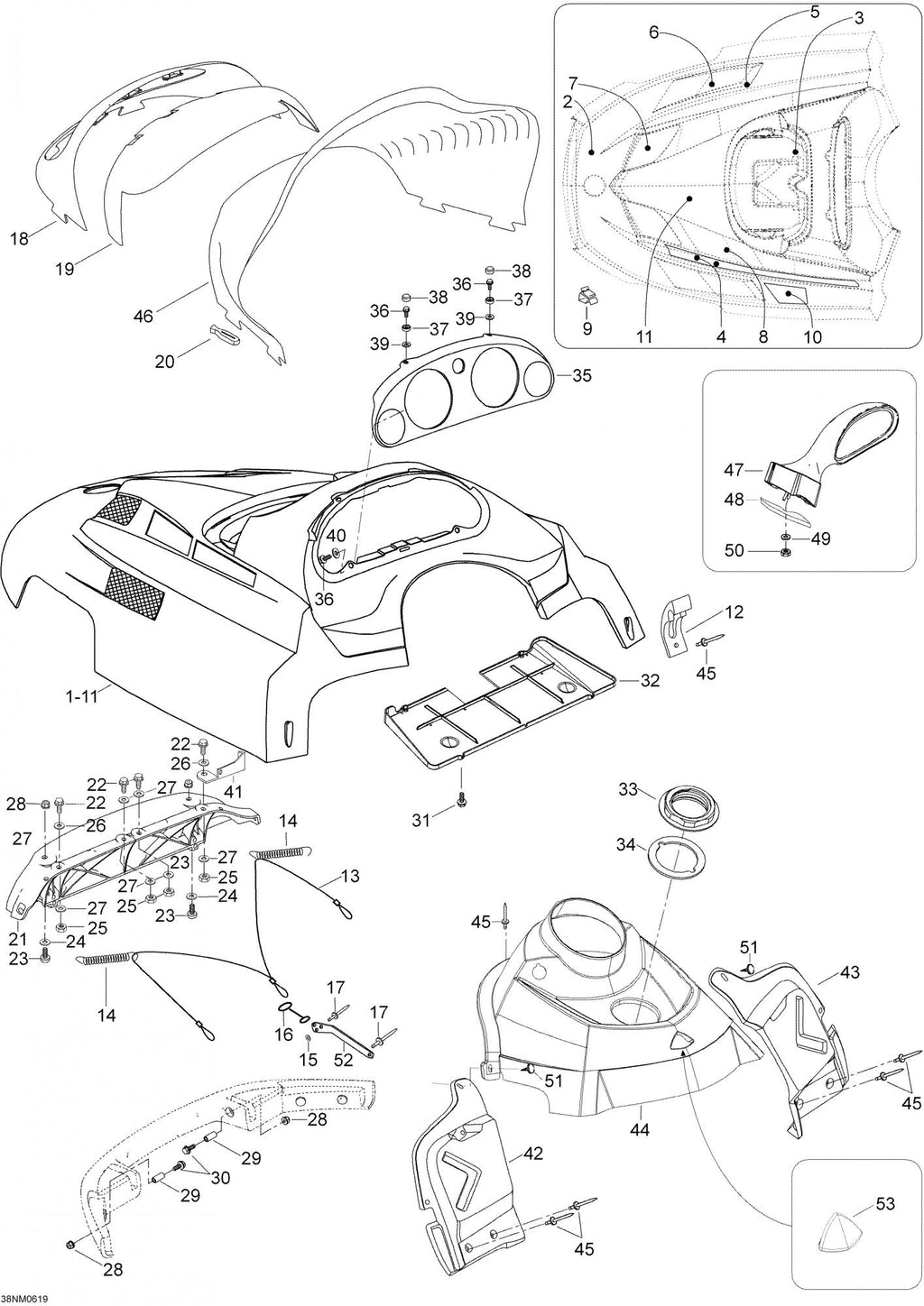 Fits 2005-2007 Ski-Doo Expedition 600 H.O. SDI / Expedition TUV 1300 (Europe) Models RH Adaptor, OEM Part # 605350577
