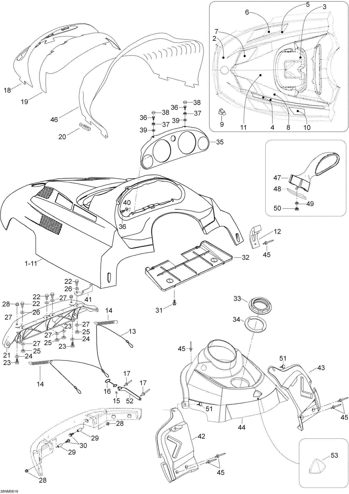 Fits 2005-2007 Ski-Doo Expedition 600 H.O. SDI / Expedition TUV 1300 (Europe) Models RH Adaptor, OEM Part # 605350577