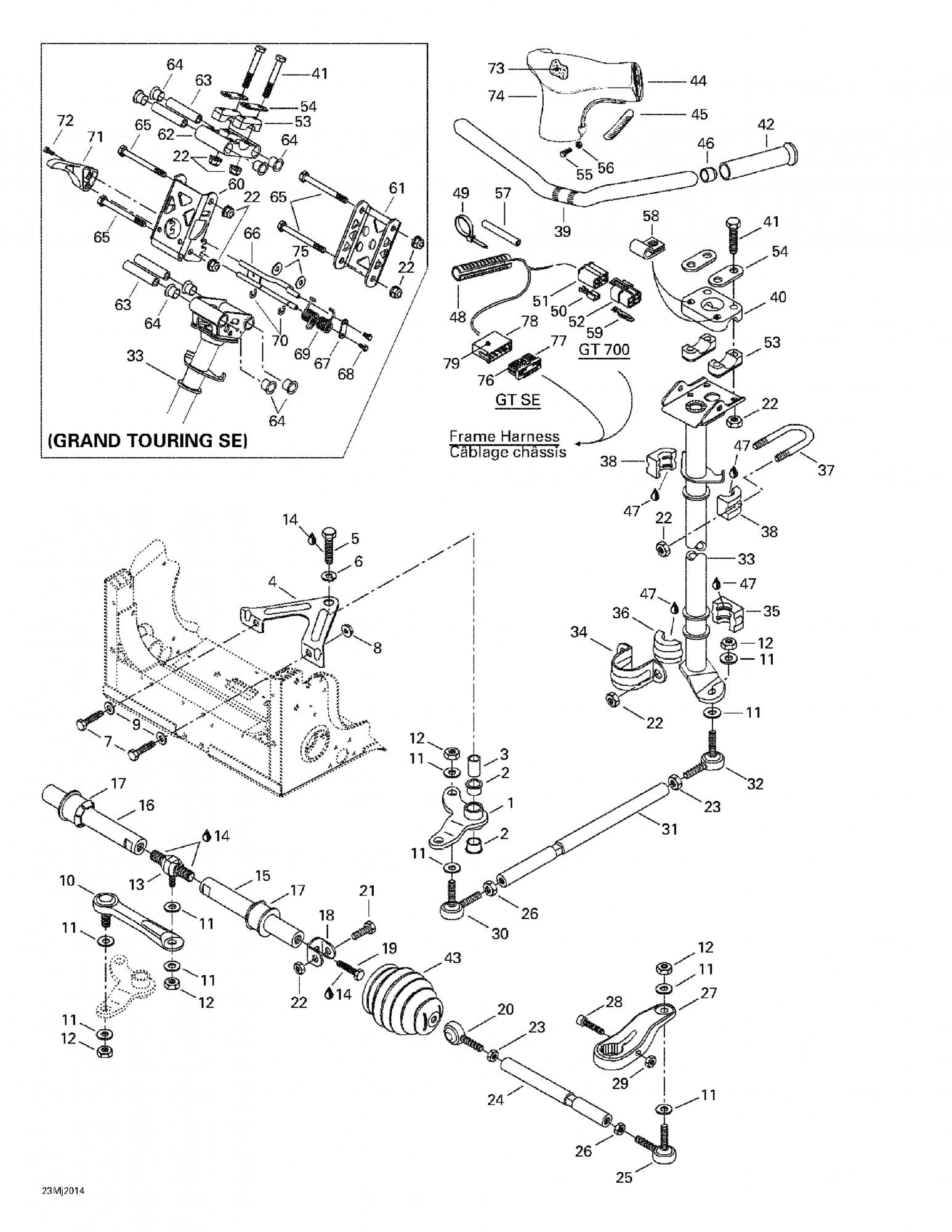 Fits 2000-2005 Ski-Doo Grand Touring 500/600/700 / Grand Touring 500/600/700/800 Models Front Arm, OEM Part # 506151156