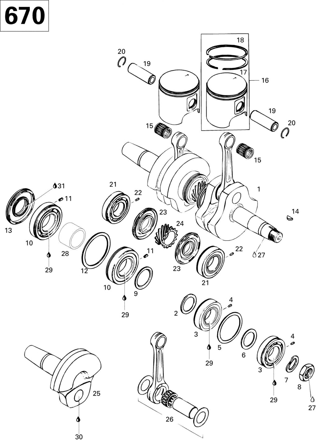Fits 1996-1999 Ski-Doo Formula Deluxe 500 LC/583/670 / Formula SS Models Semi-Trapez Ring 78.00 Mm Formula Deluxe 670., OEM Part # 420815090