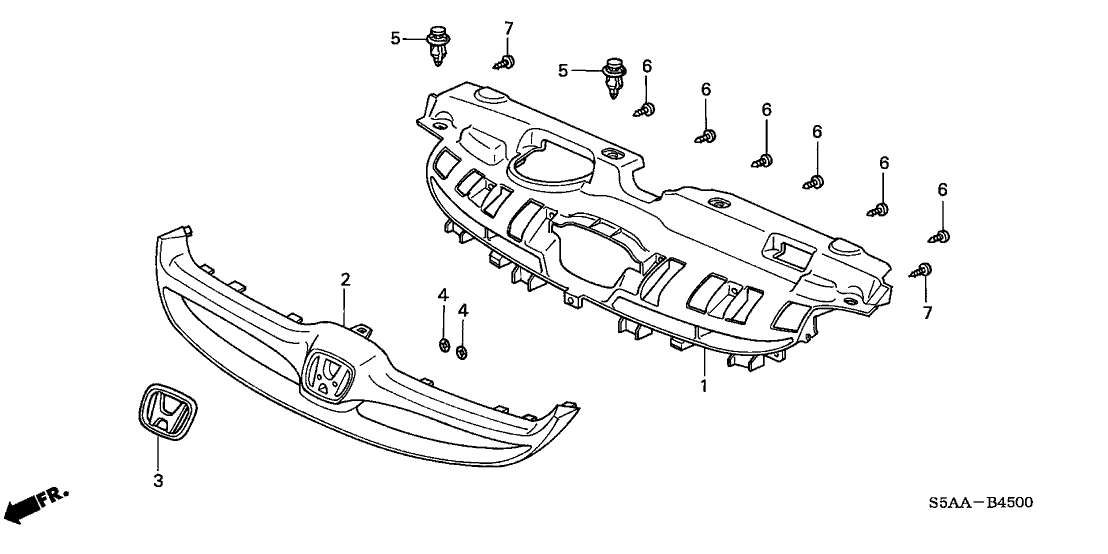 Honda New 2004 Fits Honda Civic Molding, FR. Grille *R518P* (RADIANT RUBY PEARL), Part # 71122-S5A-A00ZK