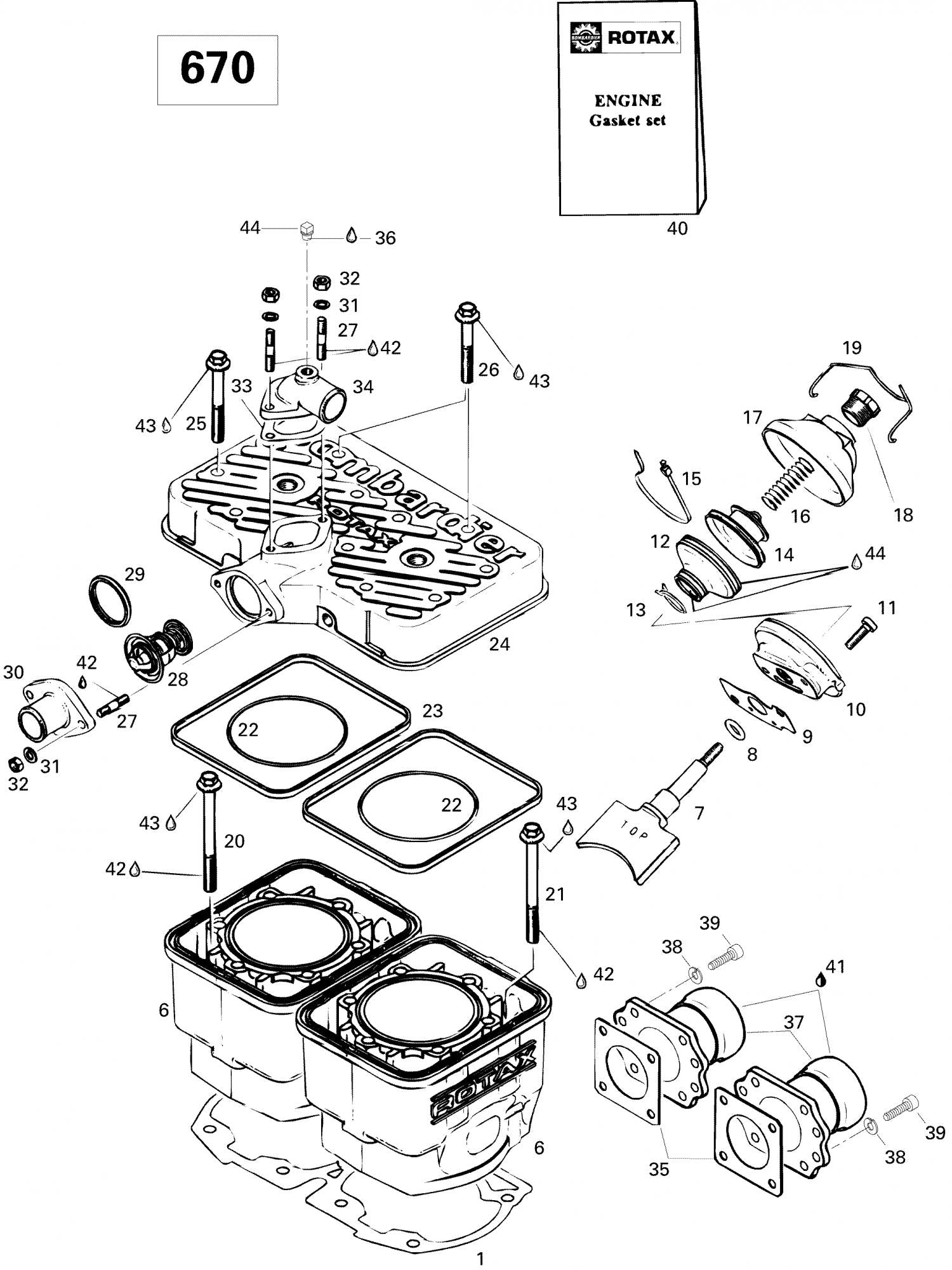 Fits 1996-1999 Ski-Doo Formula Deluxe 500 LC/583/670 / Formula SS Models Gasket-Double 0.8 Mm Formula Deluxe 670., OEM Part # 420931234