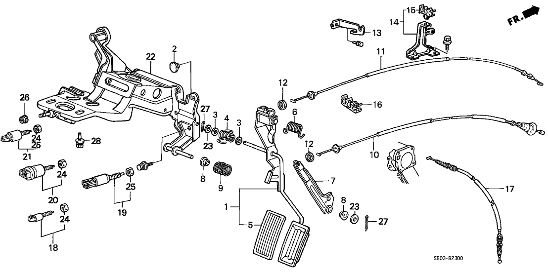Honda New 1986-1989 Fits Honda Accord Pedal Bracket, Part # 46590-SE0-A92