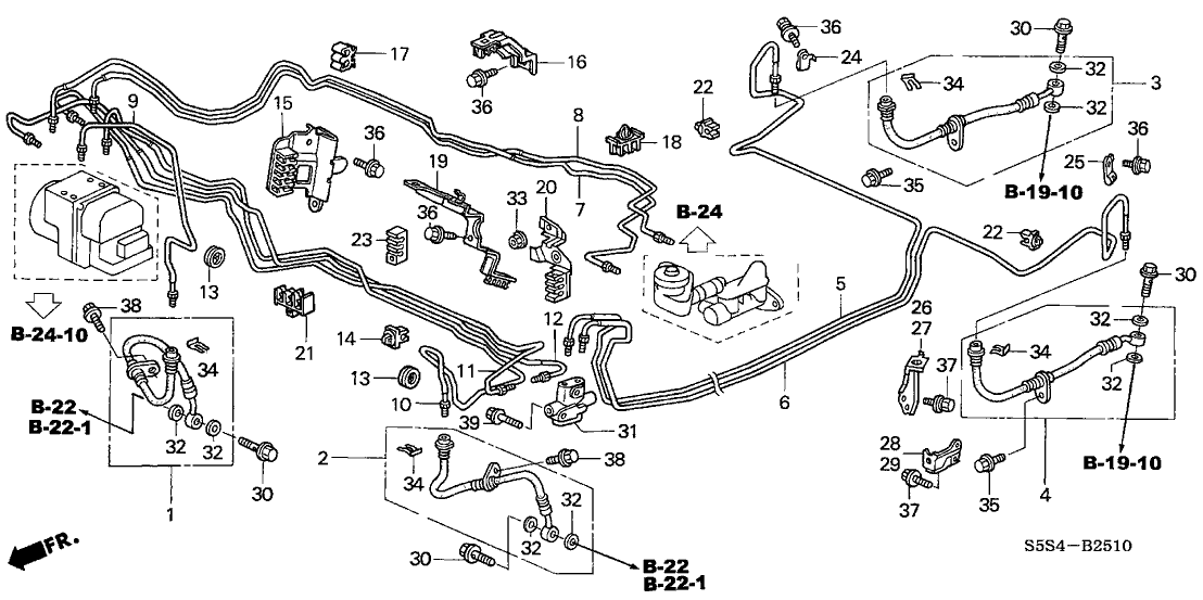 Honda New 2002-2005 Fits Honda Civic Brake Pipe Clip, Part # 46391-S5T-G01