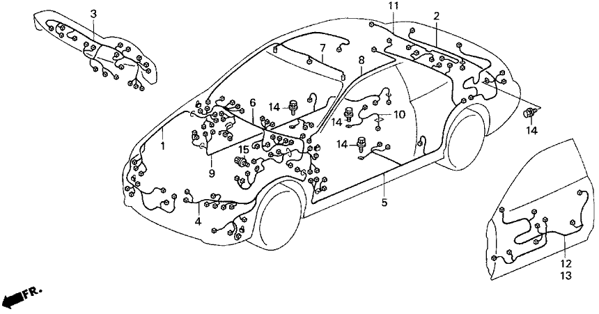 New 1998-1999 Fits Acura CL Wire Harness, Side Passenger Side, Part # 32160-SS8-A01