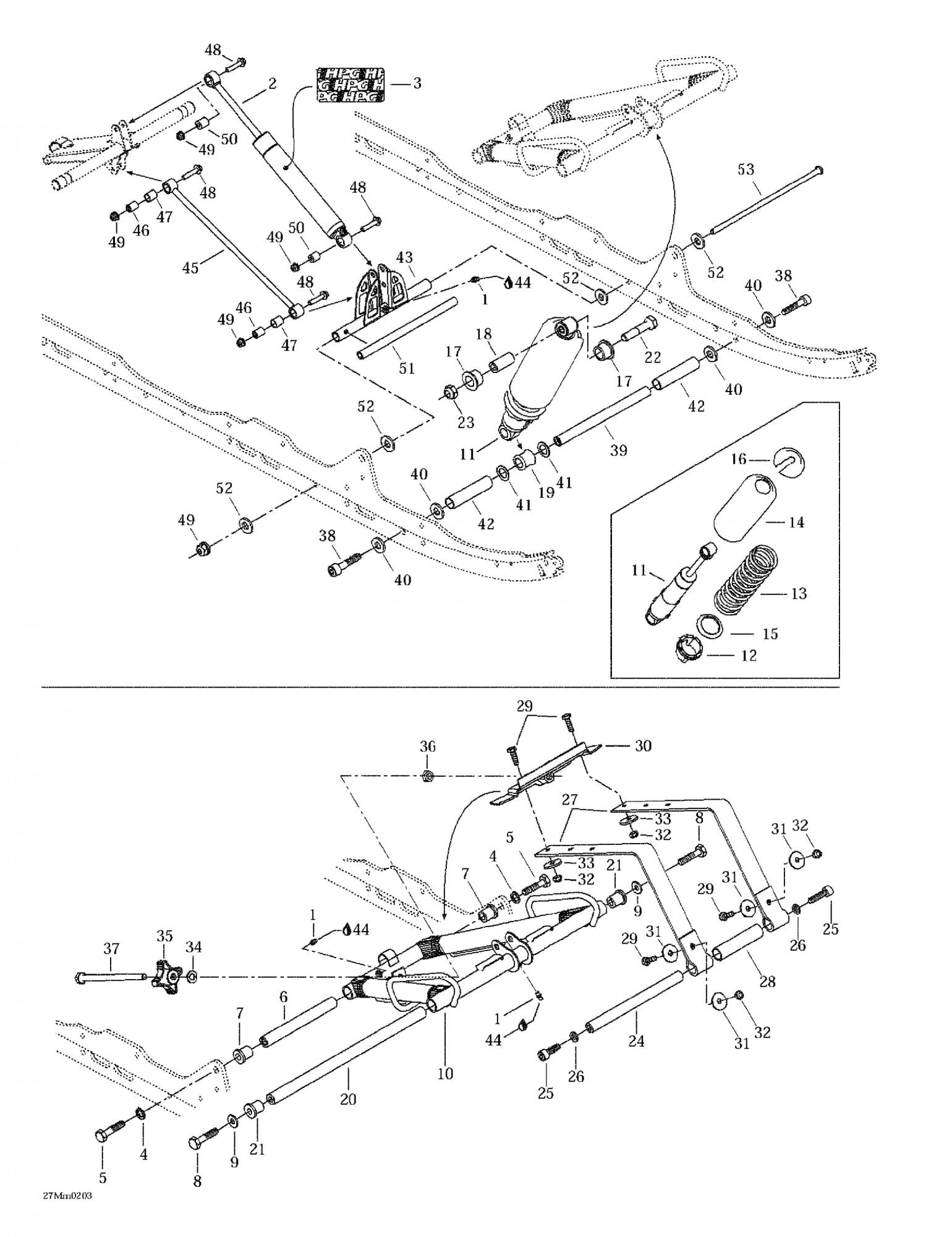 Fits 2002-2005 Ski-Doo Summit 1000 SDI, Highmark & Highmark X / Summit 600 HO Models Bolt, Long, OEM Part # 250000062
