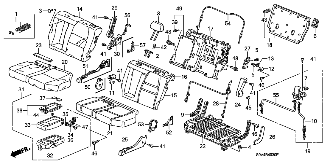 Honda New 2004 Fits Honda Pilot Frame, L. Middle Seat Cushion, Part # 81736-S9V-A02