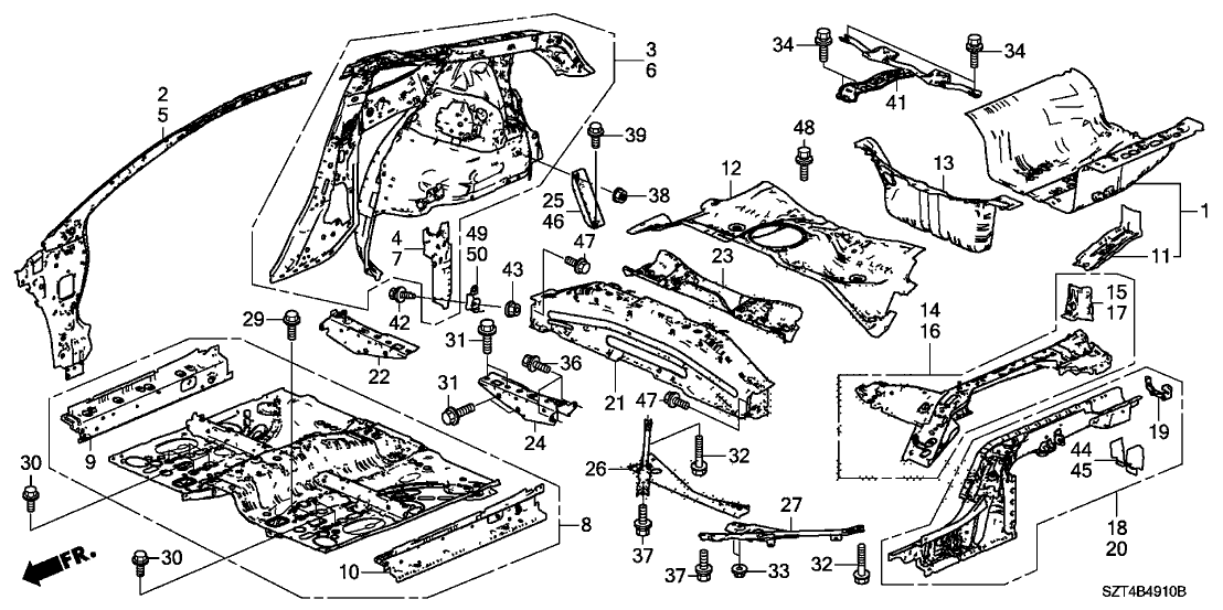 New 2011-2016 Fits Honda CR-Z Middle Floor Crossmember, Part # 65700-SZT-A00ZZ