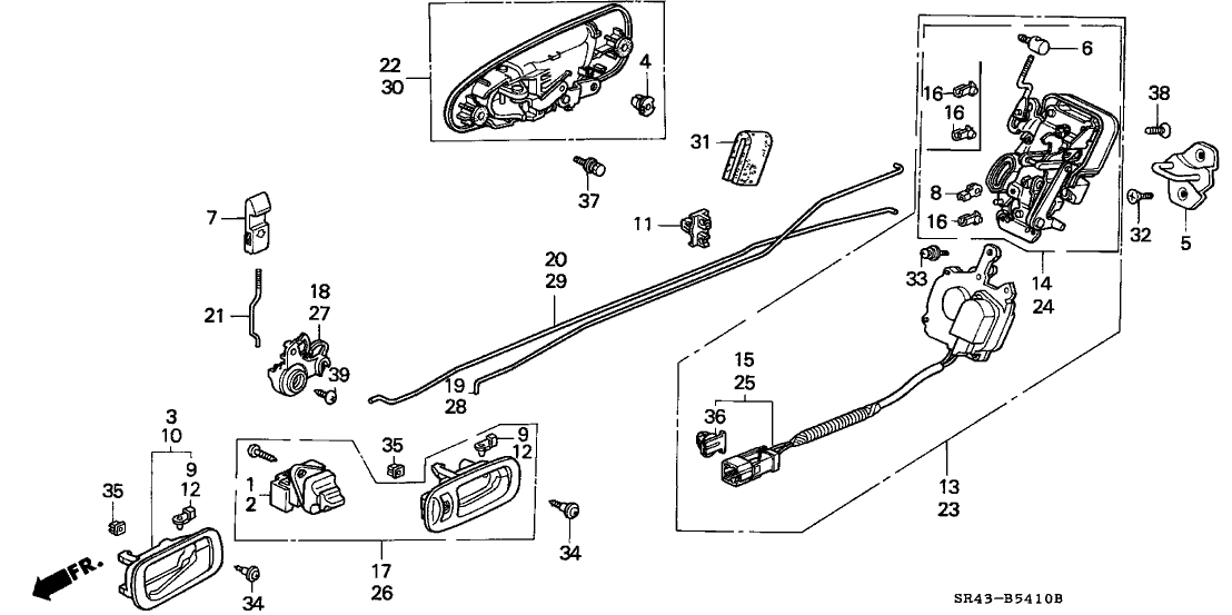 Honda New 1992-1995 Fits Honda Civic Rod, L. RR. Door Lock, Part # 72672-SR4-004