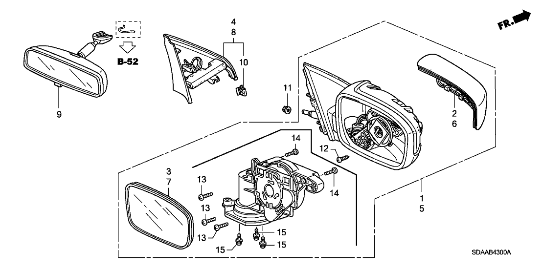 Honda New 2003-2007 Fits Honda Accord Housing Cap, Passenger Side, Part # 76201-SDA-A01