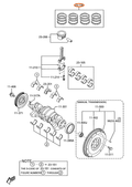 Mazda piston ring set diagram reference 23-130 with high-contrast orange oval