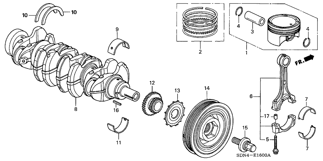 Honda New 2002-2006 Fits Honda Accord Ring Set, Piston (Over Size) (0.25) (Teikoku), Part # 13021-PPA-003
