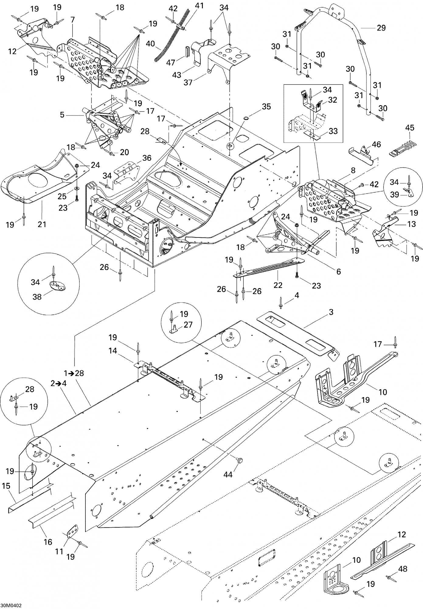 Fits 2002-2005 Ski-Doo Grand Touring SE 800 SDI / Grand Touring V-1000 Models RH Slide Bracket, OEM Part # 518323315