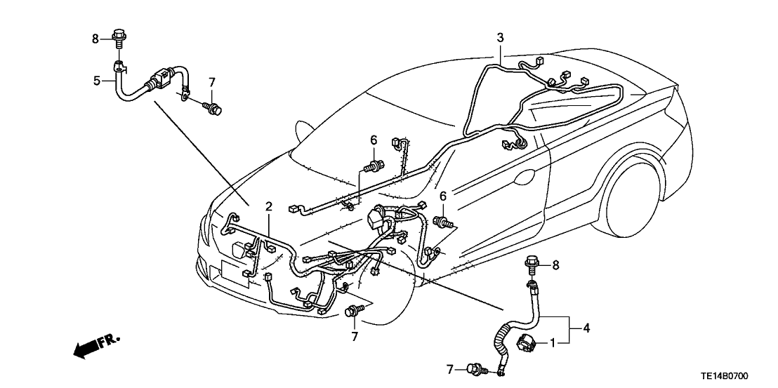 Honda New 2011-2012 Fits Honda Accord Left Cabin Wire Harness, Part # 32120-TE0-A24