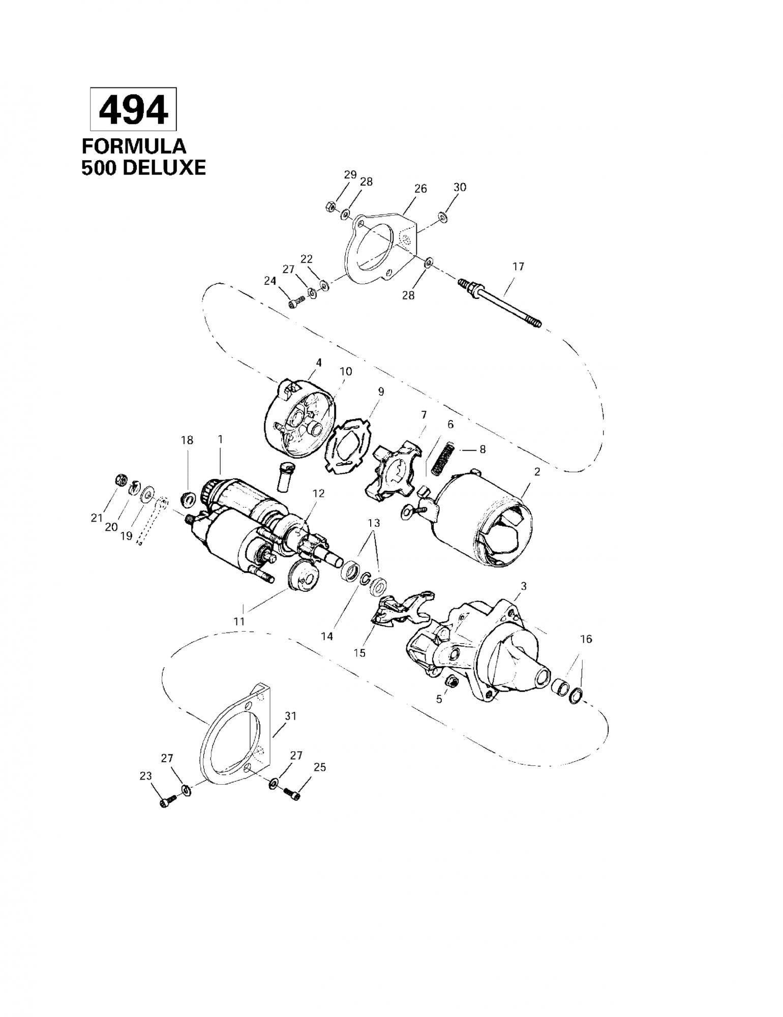 Fits 1996-2006 Ski-Doo Formula 500 / Formula 500 Deluxe Models Brush Spring, OEM Part # 410209800